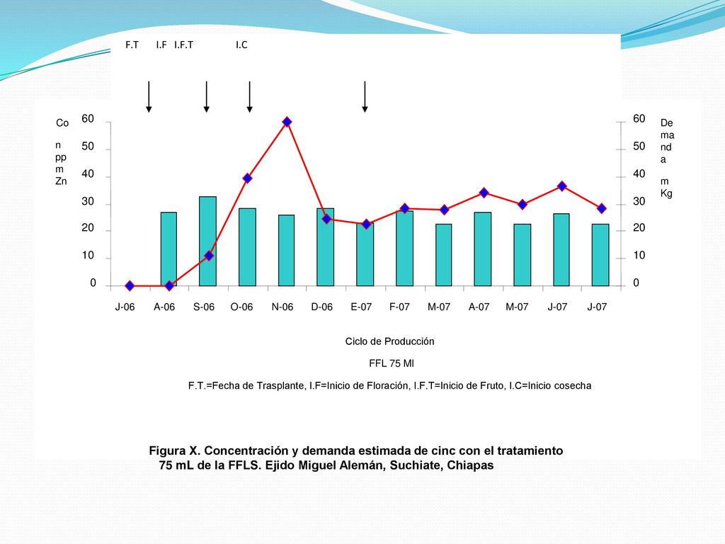 Figura X. Concentración y demanda estimada de cinc con el tratamiento