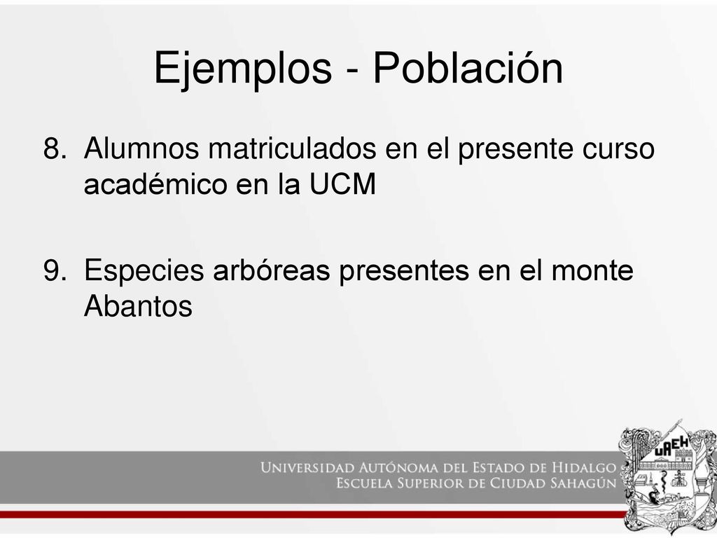 Ejemplos - Población Alumnos matriculados en el presente curso académico en la UCM.
