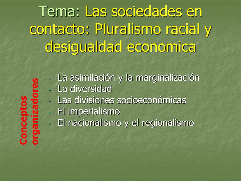 Tema: Las sociedades en contacto: Pluralismo racial y desigualdad economica
