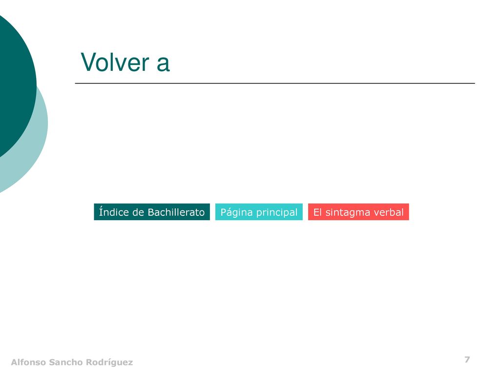 Volver a Índice de Bachillerato Página principal El sintagma verbal