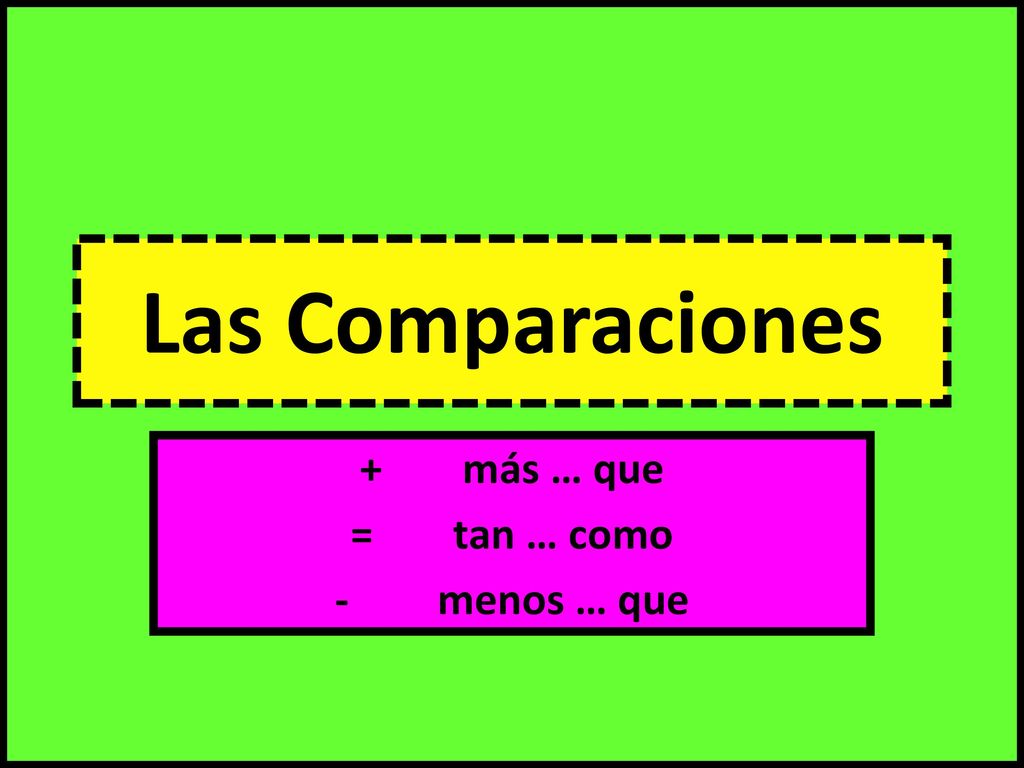 + más … que = tan … como - menos … que
