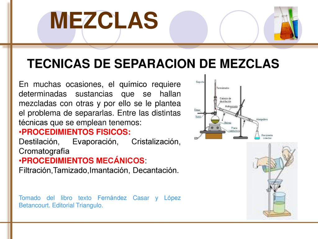 MEZCLAS TECNICAS DE SEPARACION DE MEZCLAS