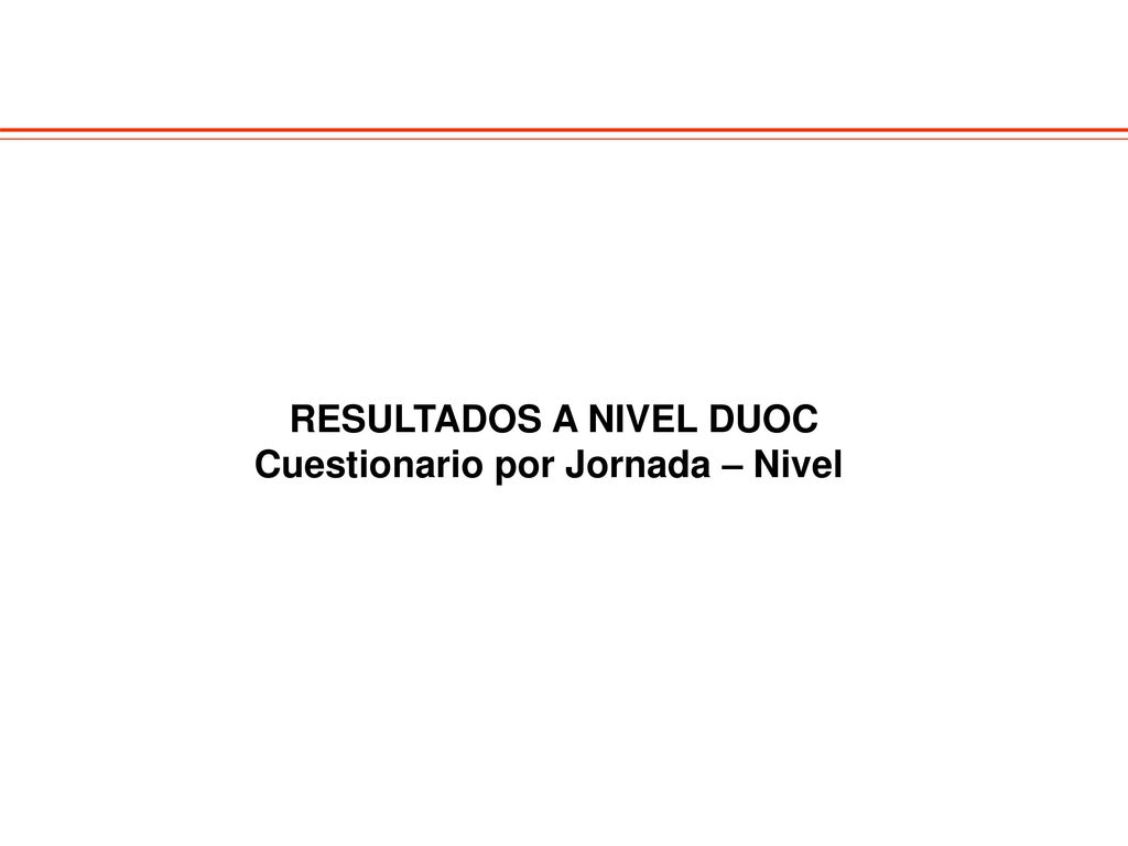 RESULTADOS A NIVEL DUOC Cuestionario por Jornada – Nivel