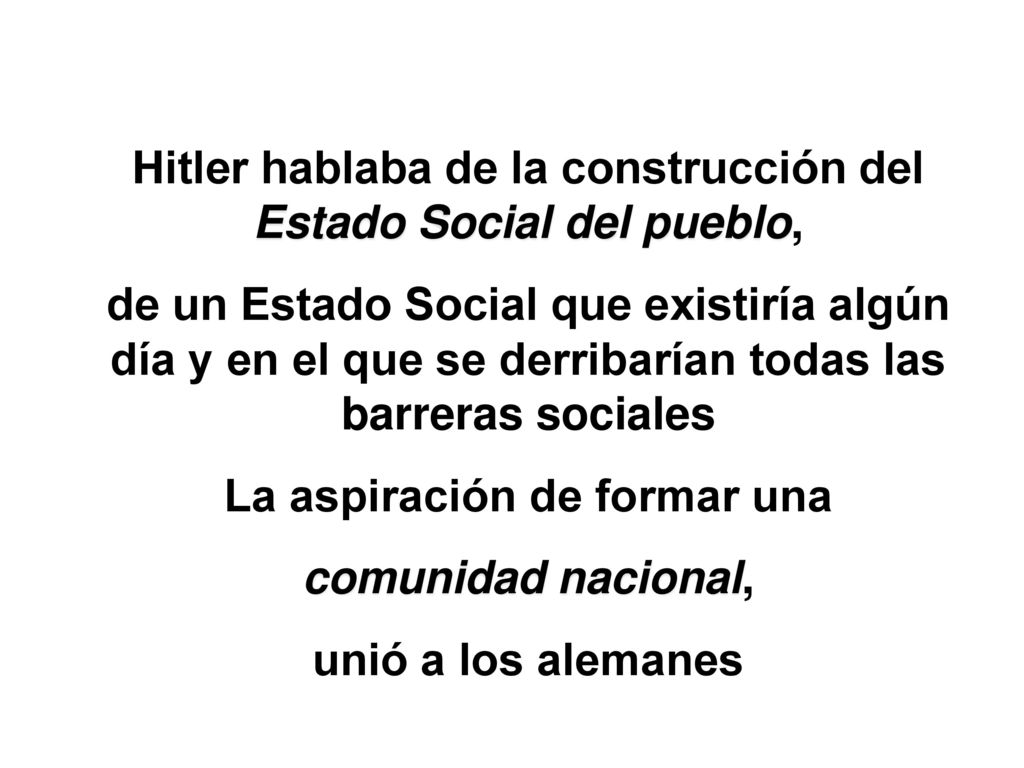 Hitler hablaba de la construcción del Estado Social del pueblo,