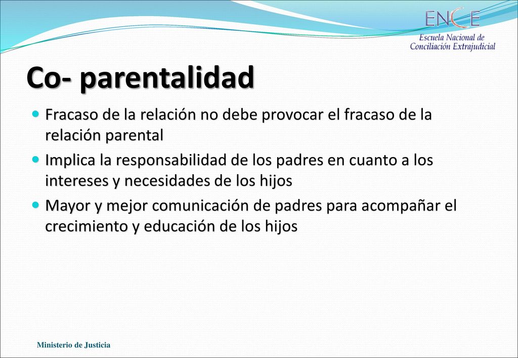 Co- parentalidad Fracaso de la relación no debe provocar el fracaso de la relación parental.