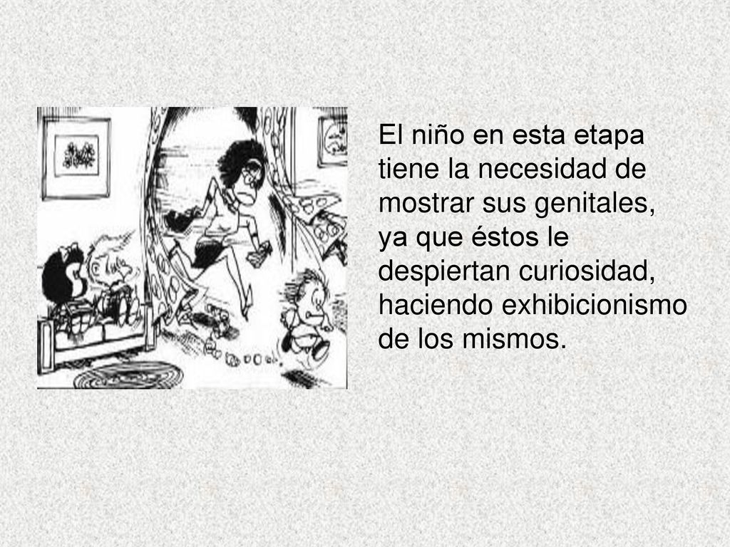 El niño en esta etapa tiene la necesidad de mostrar sus genitales,
