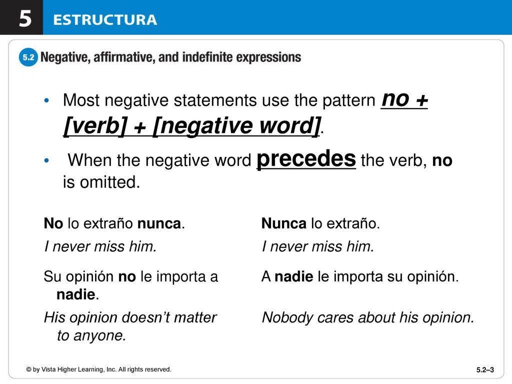 When the negative word precedes the verb, no is omitted.