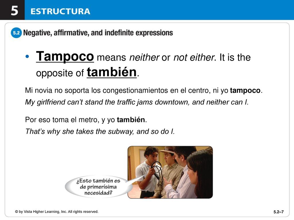 Tampoco means neither or not either. It is the opposite of también.
