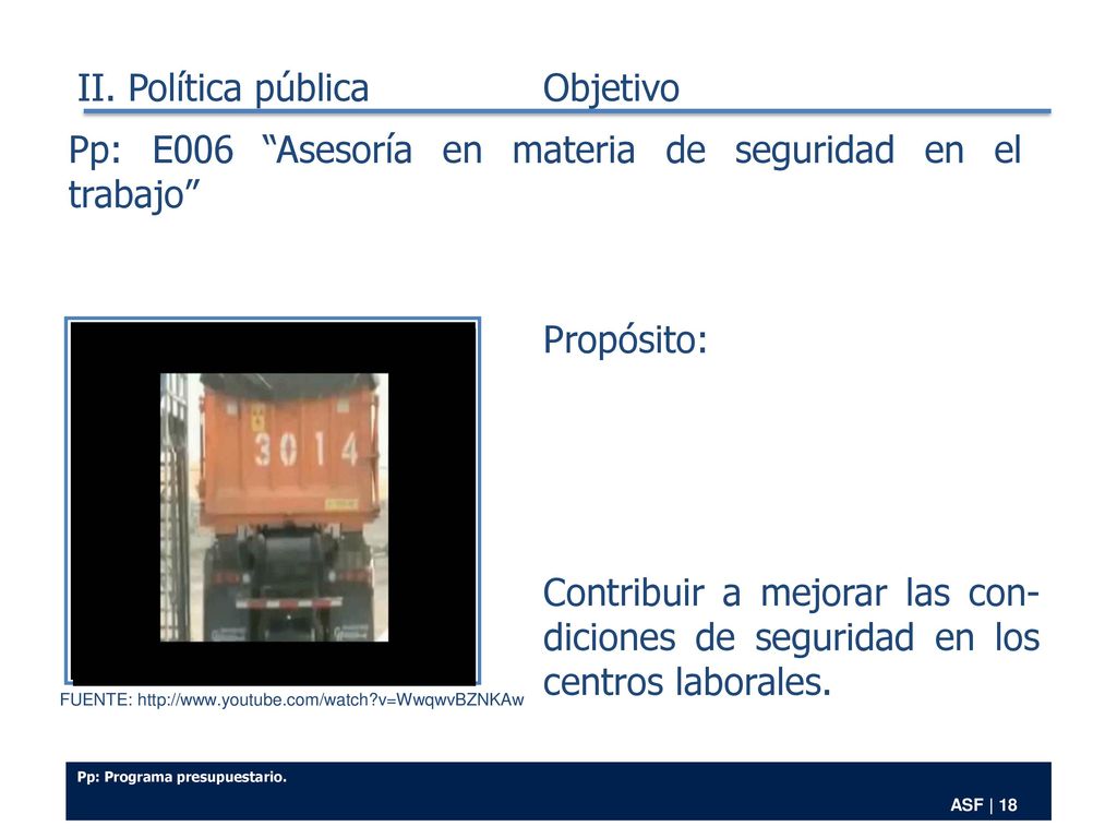 Pp: E006 Asesoría en materia de seguridad en el trabajo