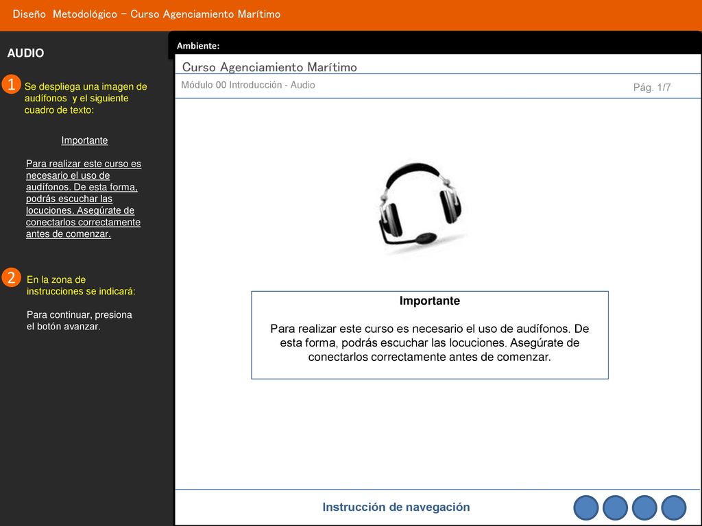 AUDIO 1. Se despliega una imagen de audífonos y el siguiente cuadro de texto: Módulo 00 Introducción - Audio.