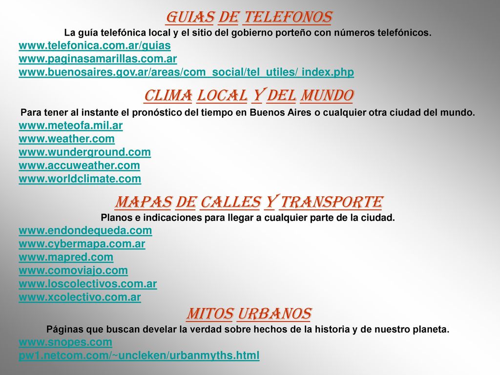 Planos e indicaciones para llegar a cualquier parte de la ciudad.