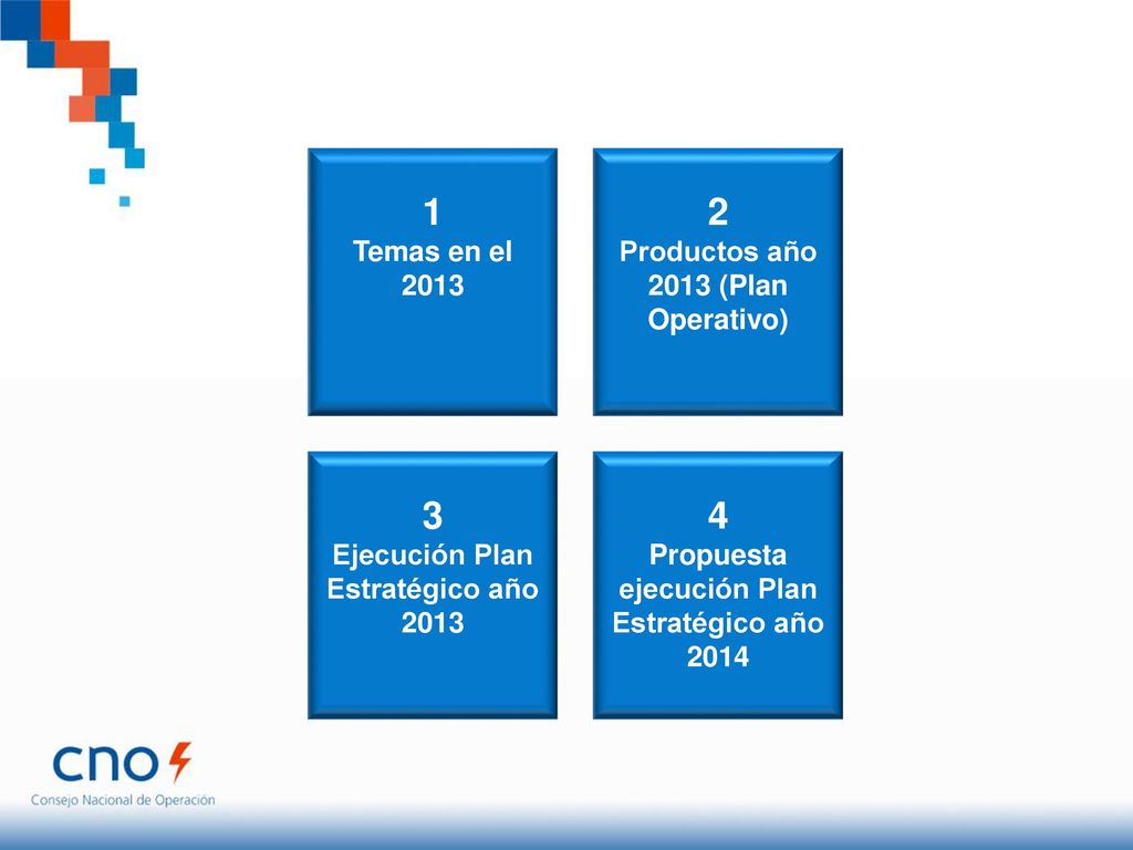 Temas en el 2013 Productos año 2013 (Plan Operativo)