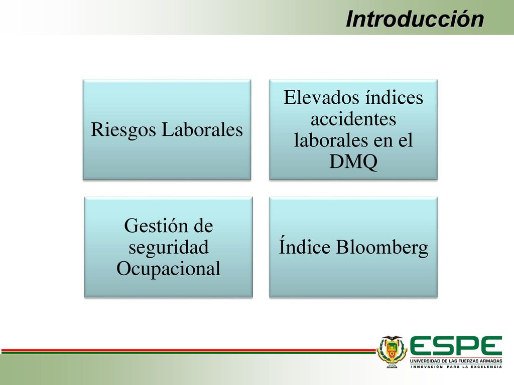 Introducción Elevados índices accidentes laborales en el DMQ