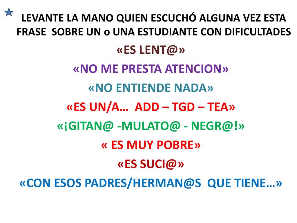 «NO ME PRESTA ATENCION» «NO ENTIENDE NADA» «ES UN/A… ADD – TGD – TEA»