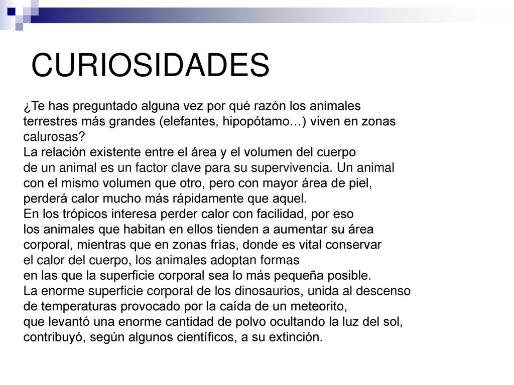 CURIOSIDADES ¿Te has preguntado alguna vez por qué razón los animales
