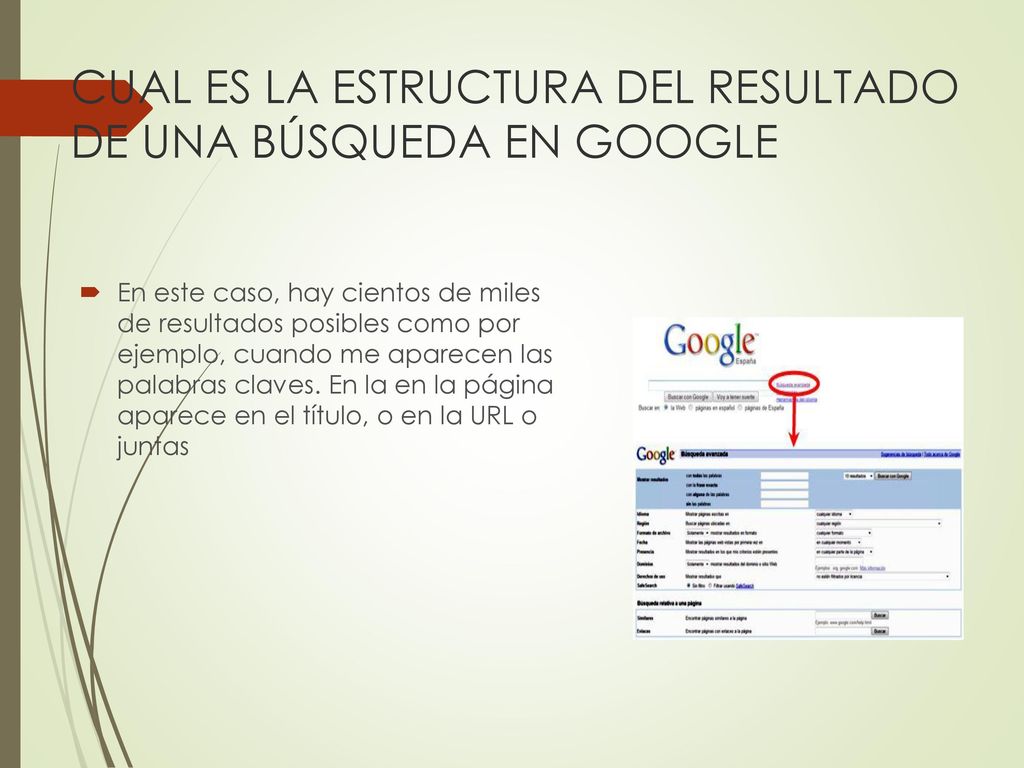 CUAL ES LA ESTRUCTURA DEL RESULTADO DE UNA BÚSQUEDA EN GOOGLE