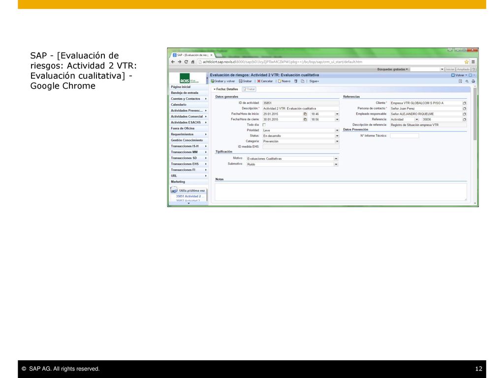 SAP - [Evaluación de riesgos: Actividad 2 VTR: Evaluación cualitativa] - Google Chrome