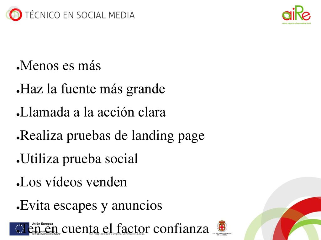 Haz la fuente más grande Llamada a la acción clara
