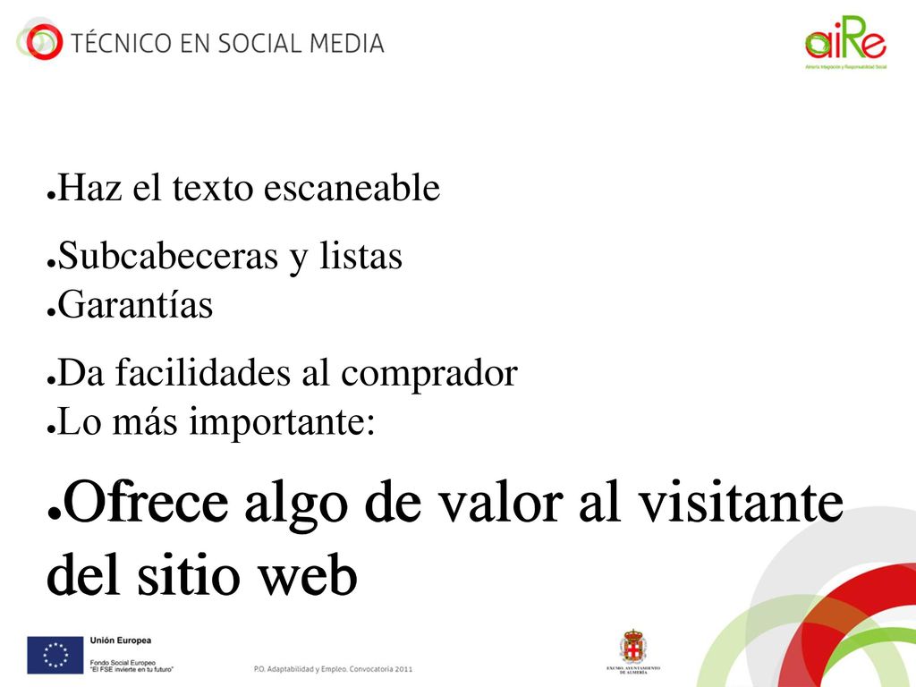 Ofrece algo de valor al visitante del sitio web