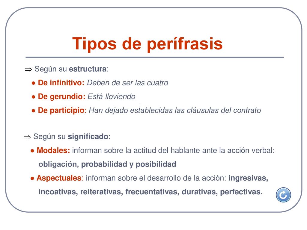 Tipos de perífrasis Según su estructura: