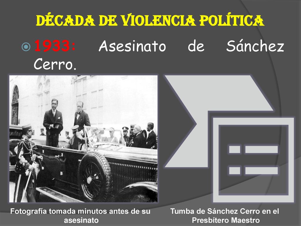 Fotografía tomada minutos antes de su Tumba de Sánchez Cerro en el