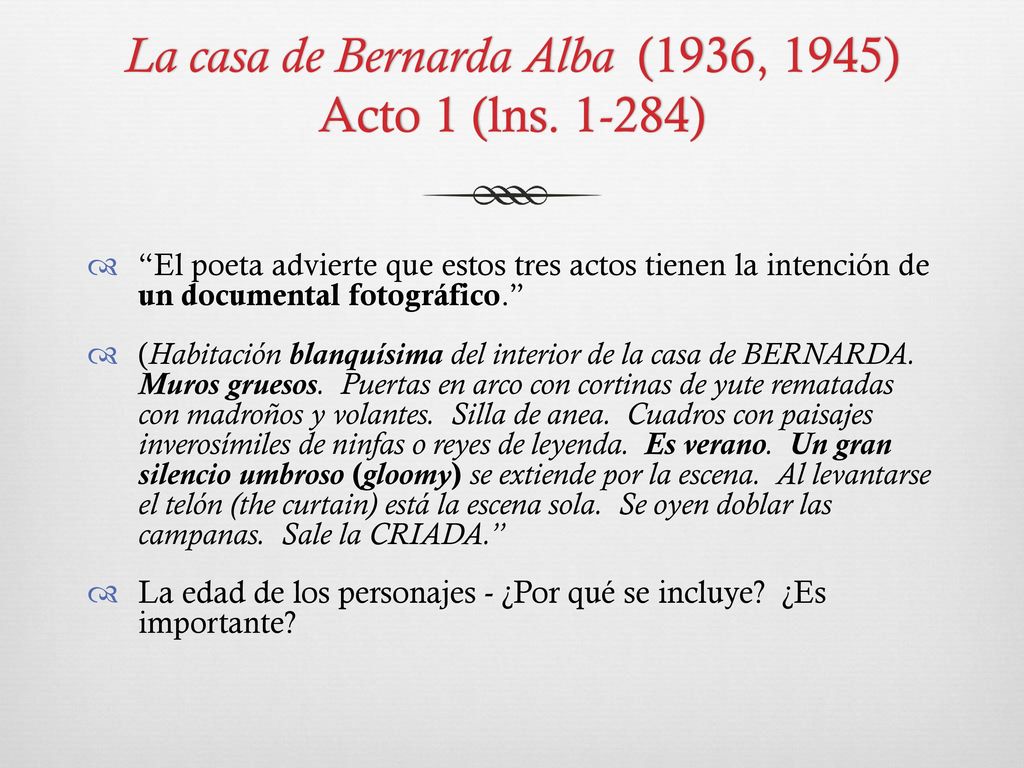 La casa de Bernarda Alba (1936, 1945) Acto 1 (lns )