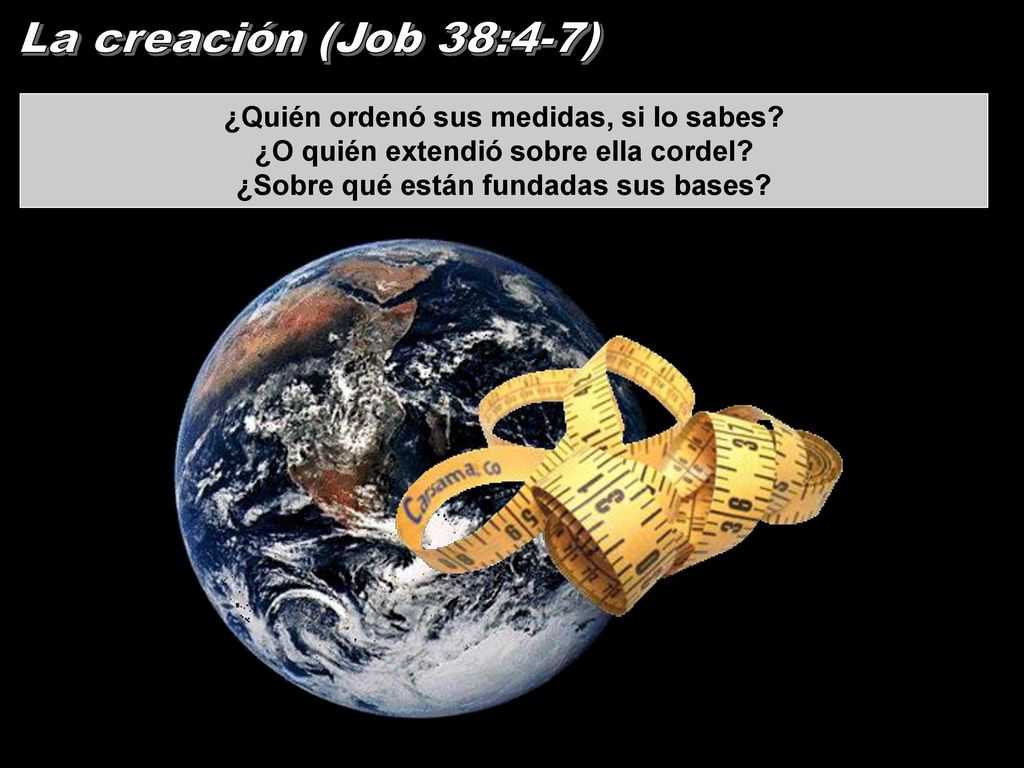 La creación (Job 38:4-7) ¿Quién ordenó sus medidas, si lo sabes.