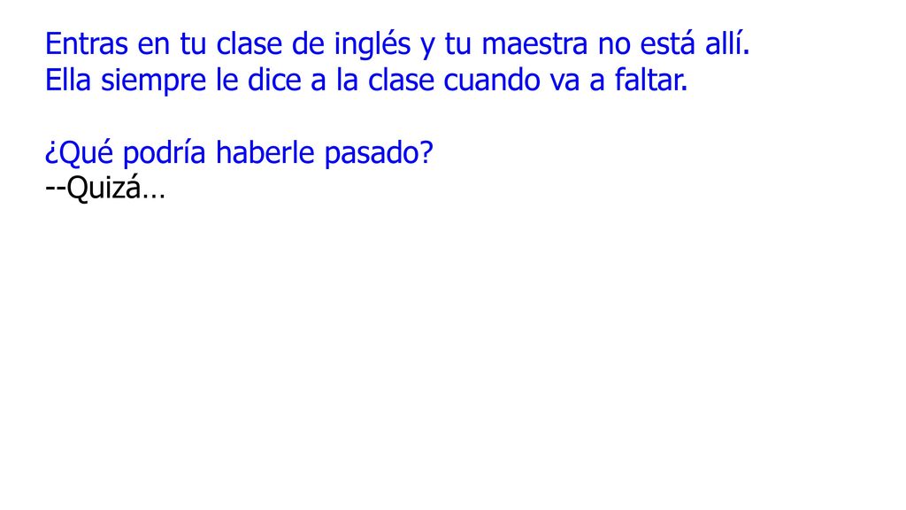 Entras en tu clase de inglés y tu maestra no está allí.