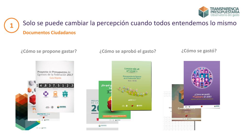 1 Solo se puede cambiar la percepción cuando todos entendemos lo mismo Documentos Ciudadanos. ¿Cómo se propone gastar