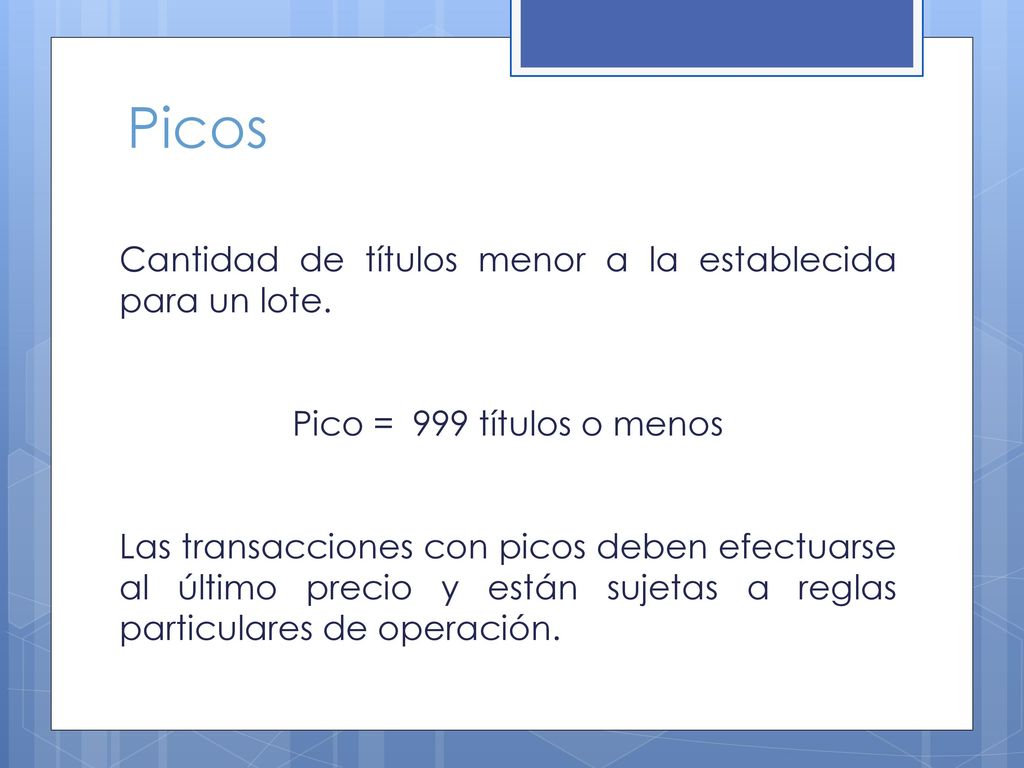 Picos Cantidad de títulos menor a la establecida para un lote.