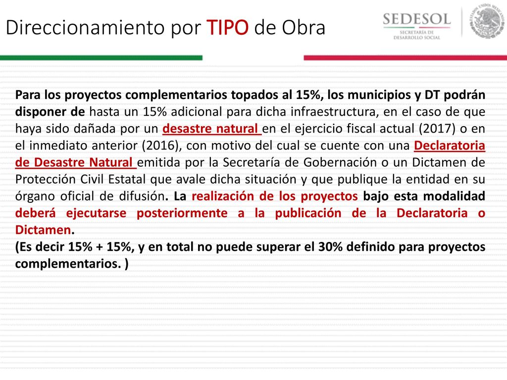 Direccionamiento por TIPO de Obra