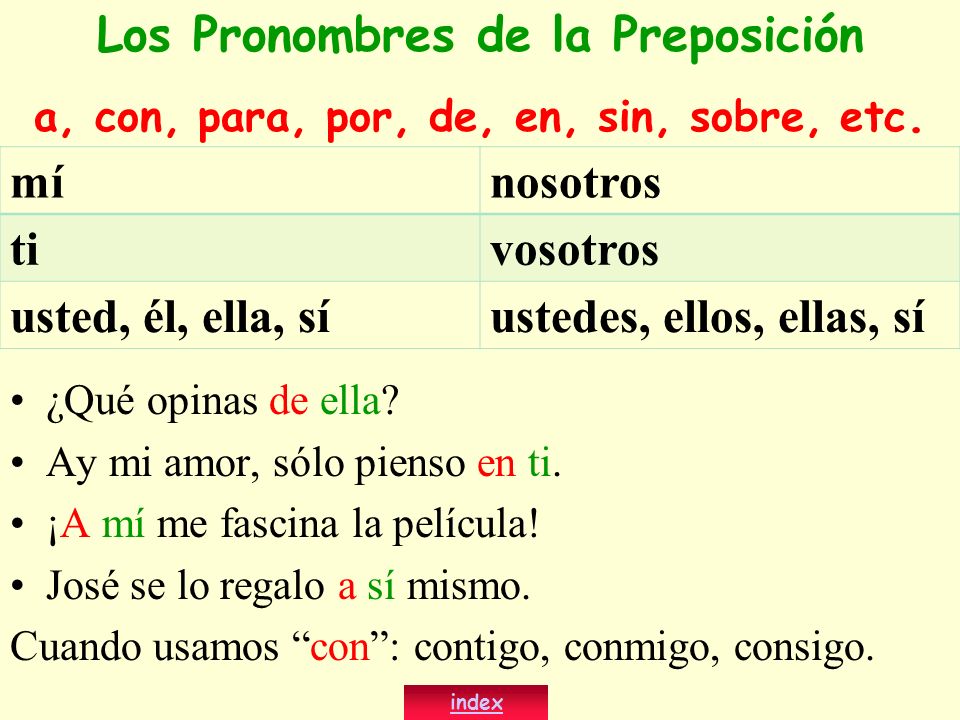 Los Pronombres de la Preposición