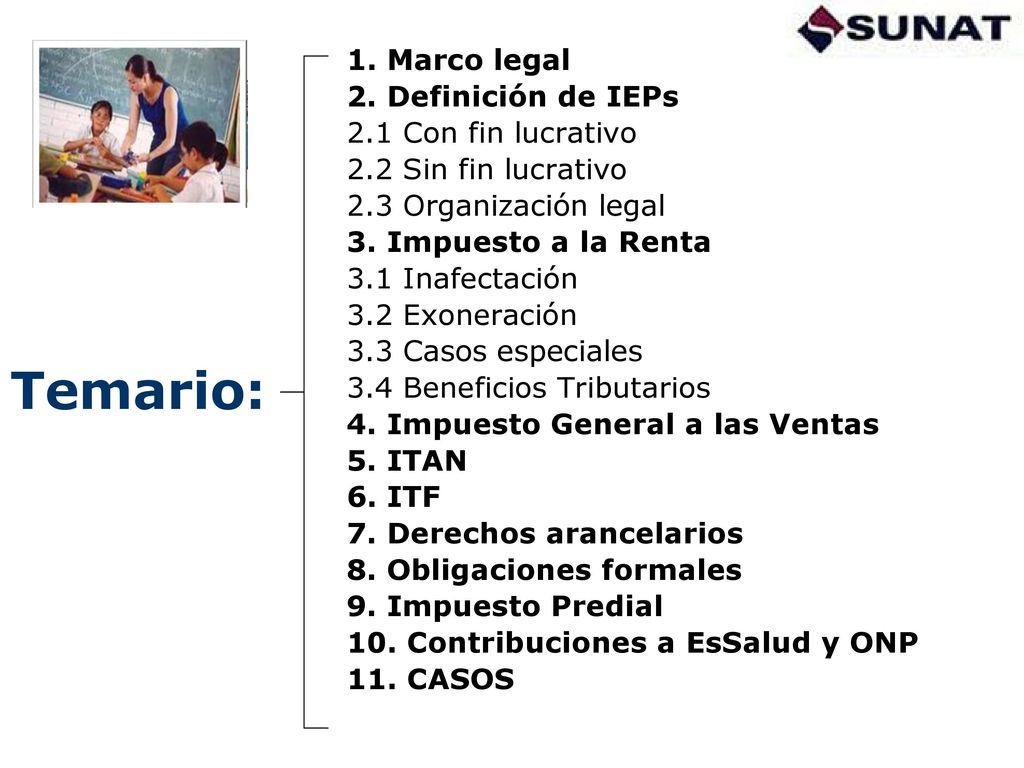 Temario: 1. Marco legal 2. Definición de IEPs 2.1 Con fin lucrativo