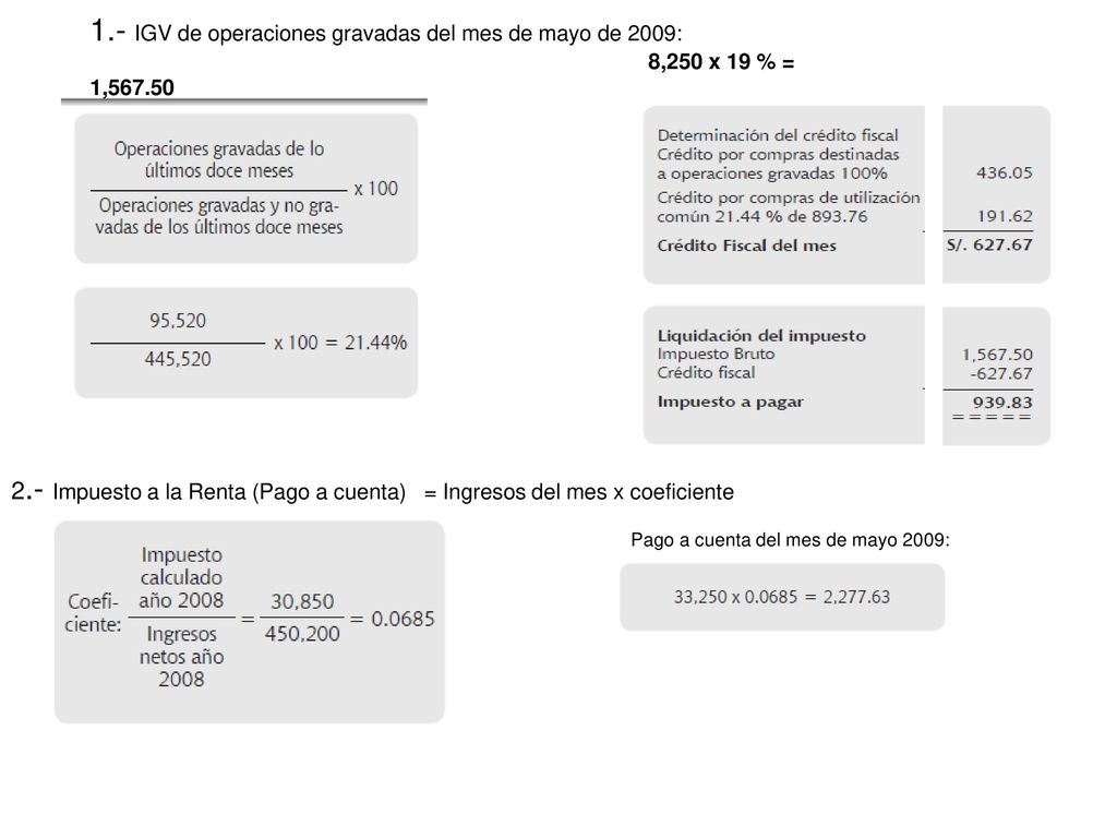 1.- IGV de operaciones gravadas del mes de mayo de 2009: