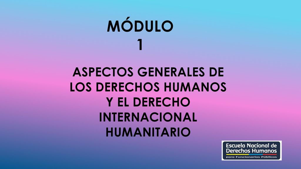 MÓDULO 1 ASPECTOS GENERALES DE LOS DERECHOS HUMANOS Y EL DERECHO INTERNACIONAL HUMANITARIO
