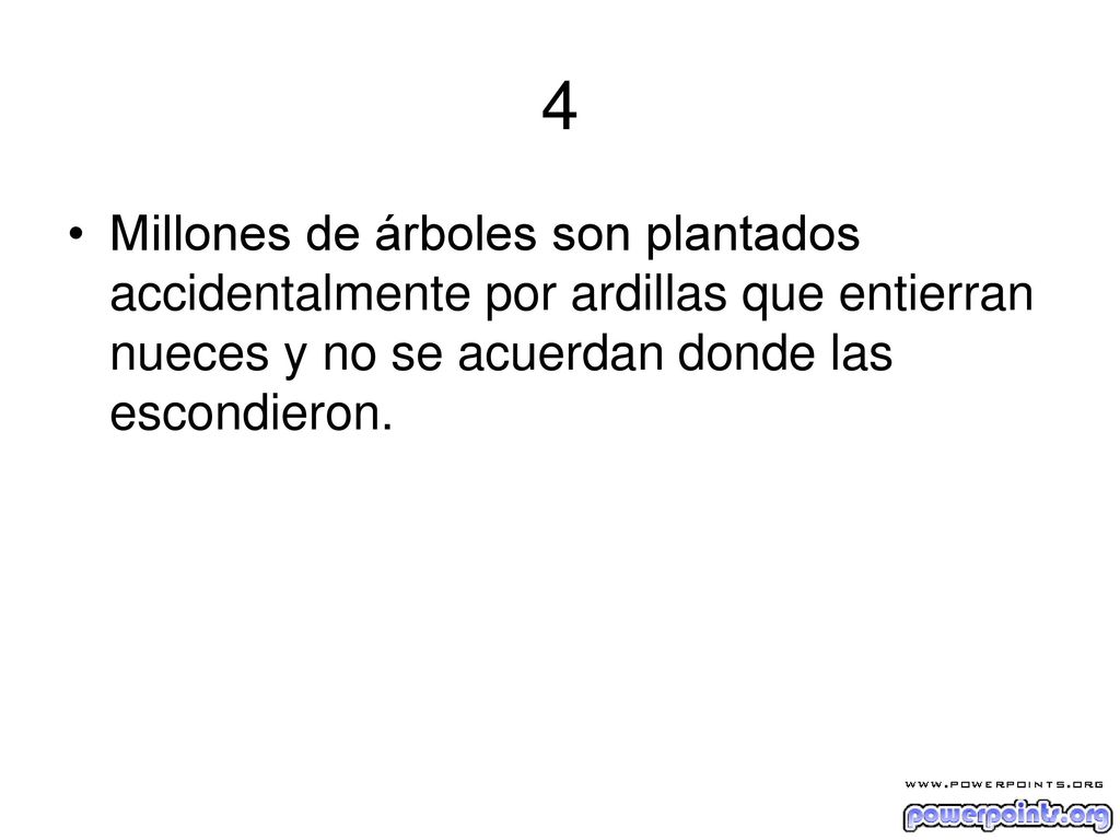 4 Millones de árboles son plantados accidentalmente por ardillas que entierran nueces y no se acuerdan donde las escondieron.