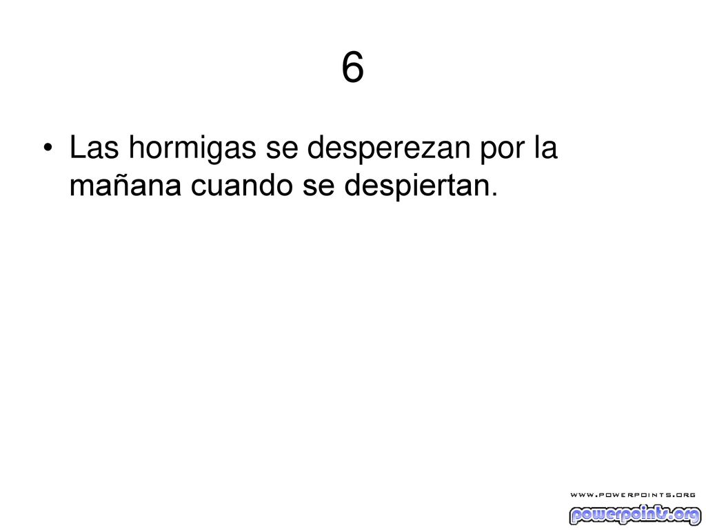 6 Las hormigas se desperezan por la mañana cuando se despiertan.