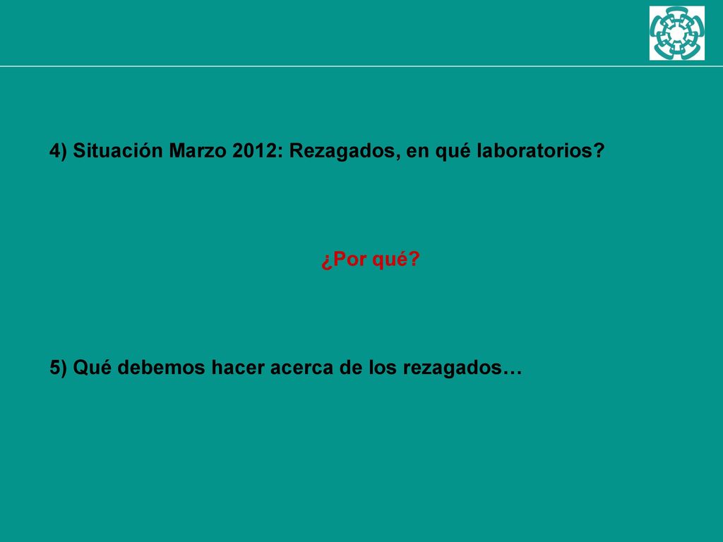 4) Situación Marzo 2012: Rezagados, en qué laboratorios