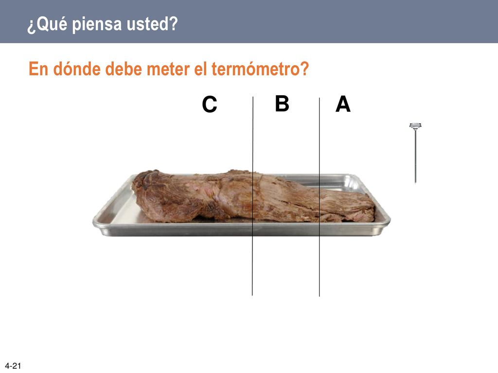 C B A ¿Qué piensa usted En dónde debe meter el termómetro