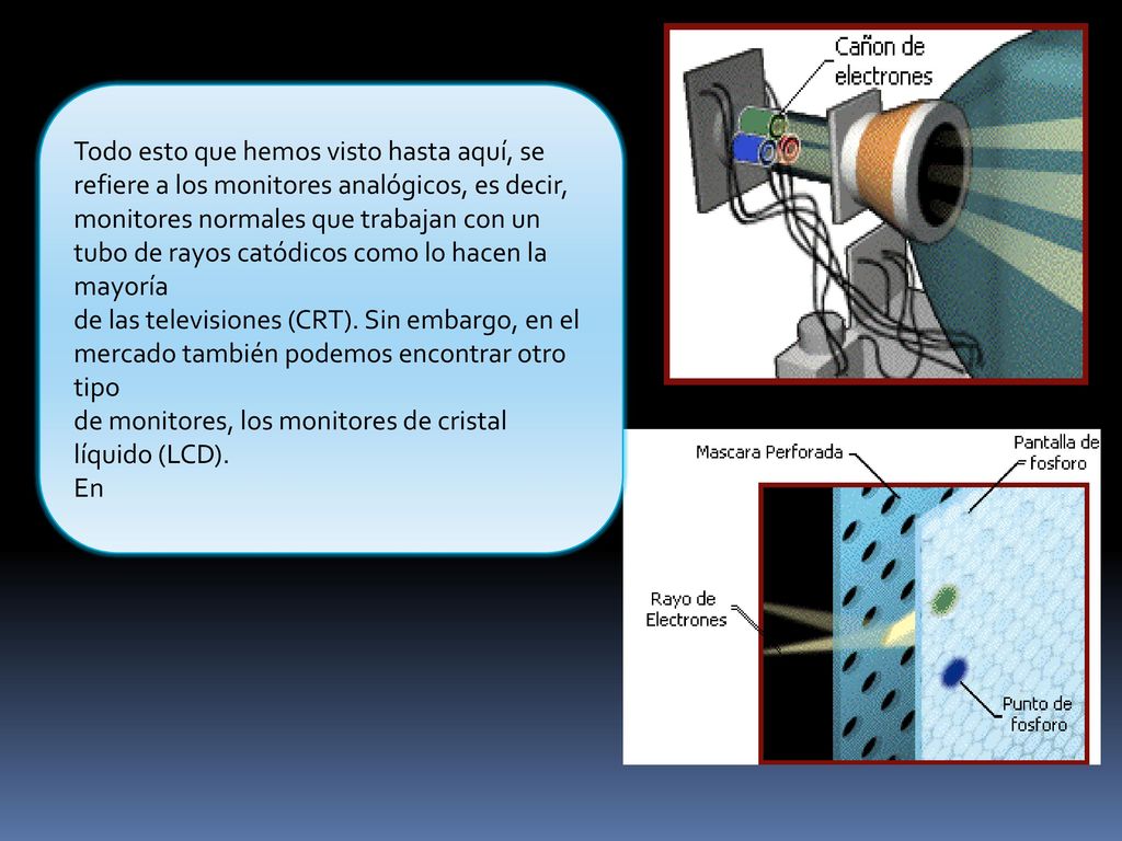 Todo esto que hemos visto hasta aquí, se refiere a los monitores analógicos, es decir,