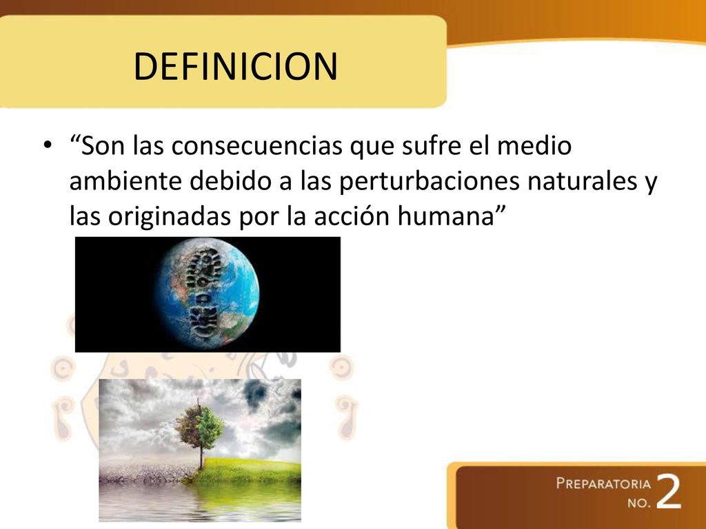 DEFINICION Son las consecuencias que sufre el medio ambiente debido a las perturbaciones naturales y las originadas por la acción humana