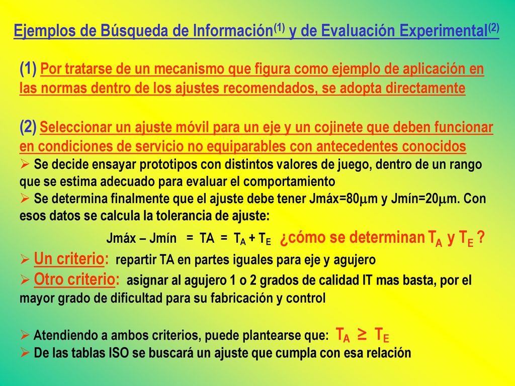 Ejemplos de Búsqueda de Información(1) y de Evaluación Experimental(2)