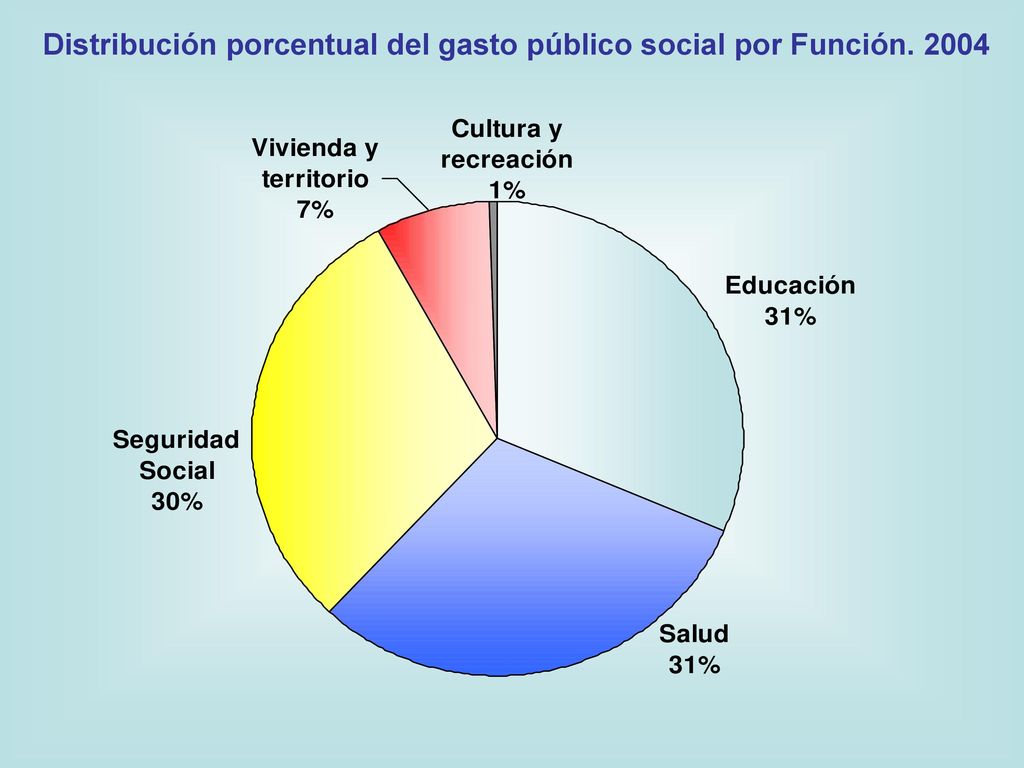 Distribución porcentual del gasto público social por Función. 2004