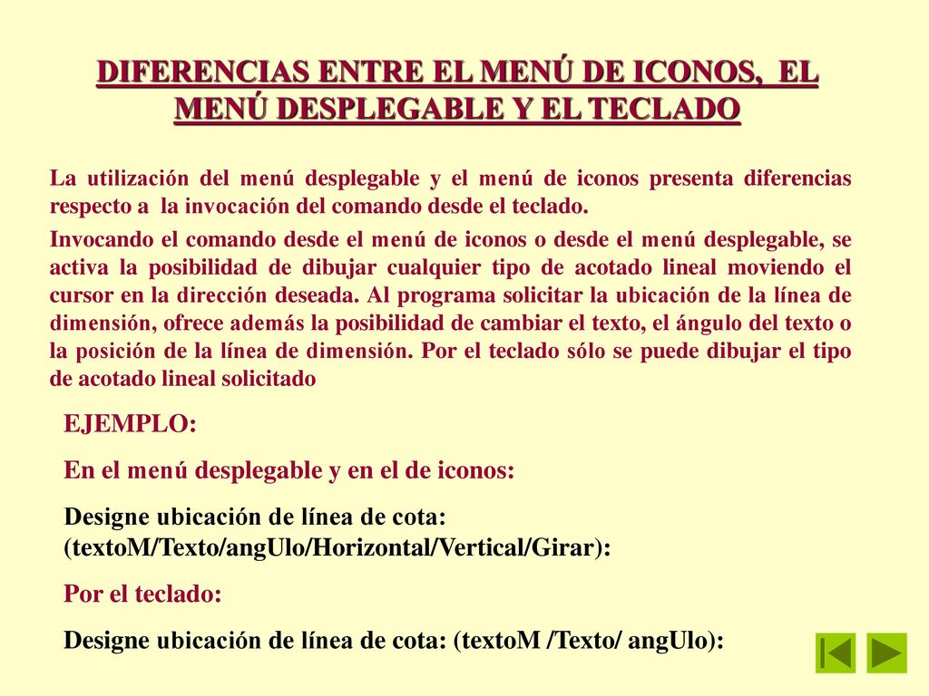DIFERENCIAS ENTRE EL MENÚ DE ICONOS, EL MENÚ DESPLEGABLE Y EL TECLADO