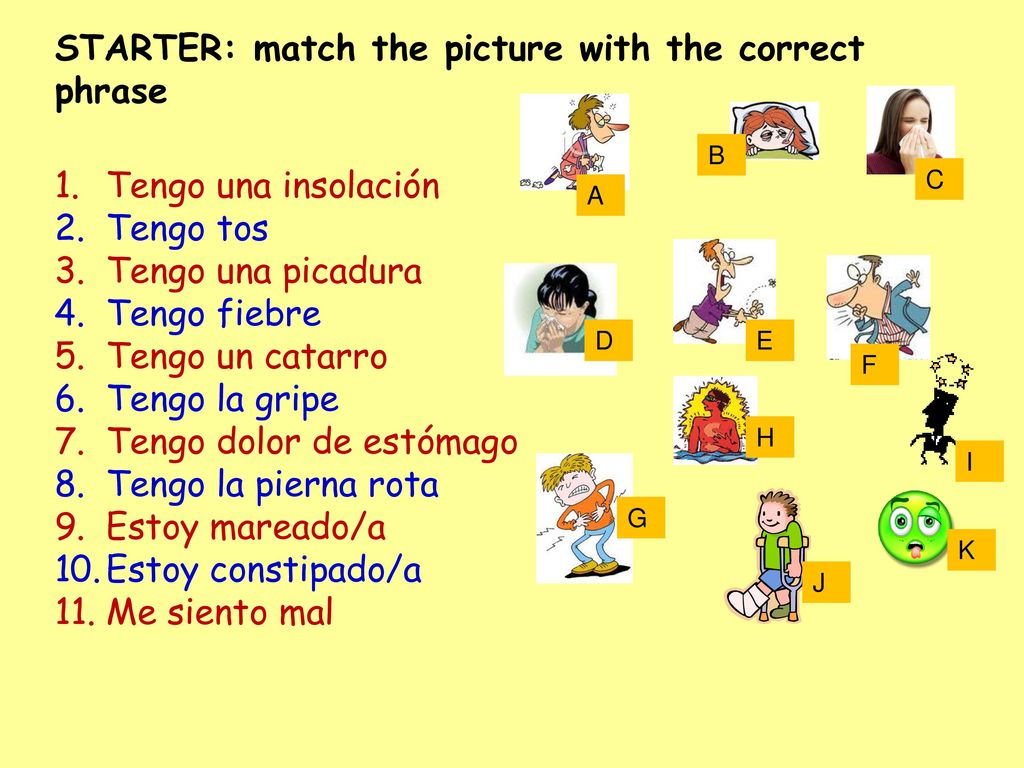 STARTER: match the picture with the correct phrase