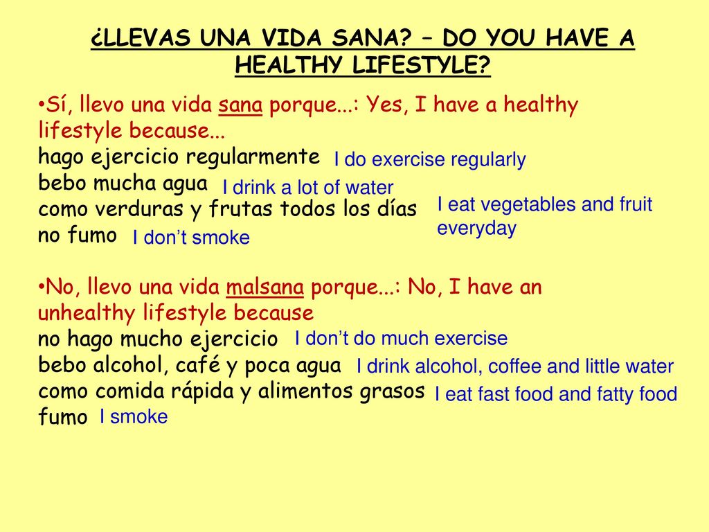 ¿LLEVAS UNA VIDA SANA – DO YOU HAVE A HEALTHY LIFESTYLE