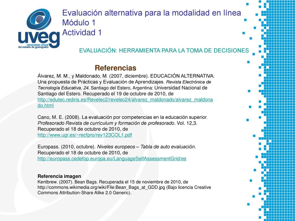 Evaluación alternativa para la modalidad en línea Módulo 1 Actividad 1