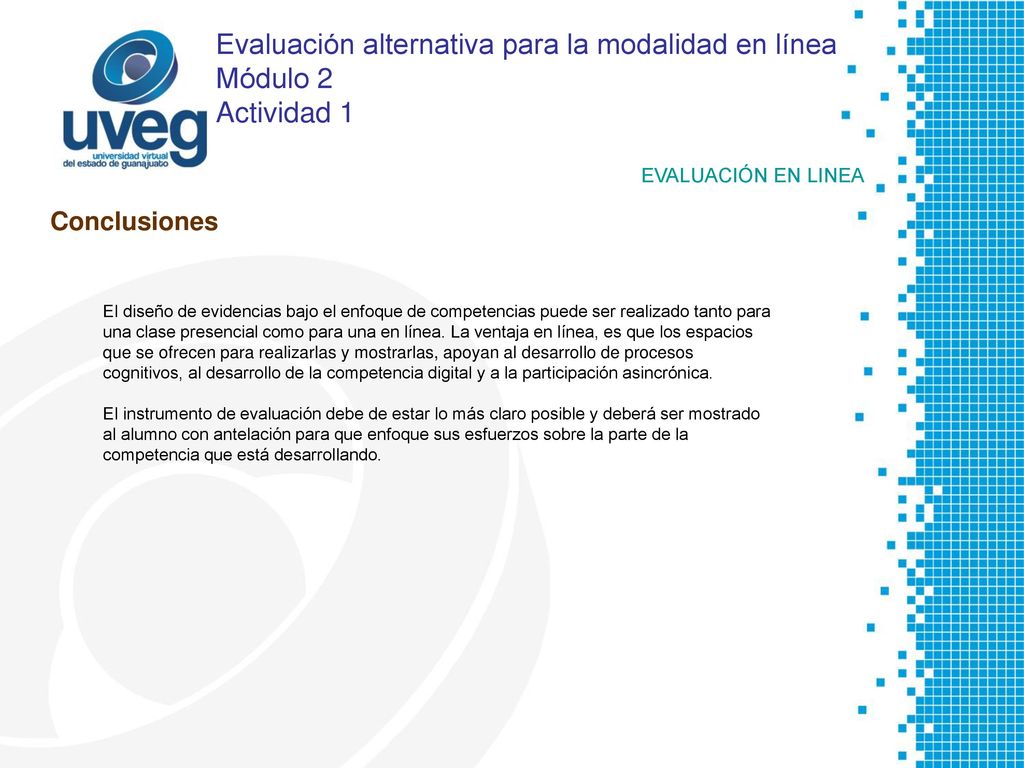 Evaluación alternativa para la modalidad en línea Módulo 2 Actividad 1