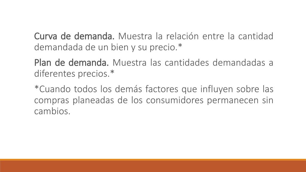 Curva de demanda. Muestra la relación entre la cantidad demandada de un bien y su precio.*