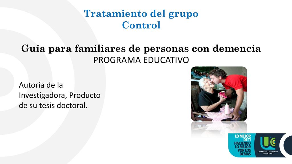 Tratamiento del grupo Control Guía para familiares de personas con demencia PROGRAMA EDUCATIVO